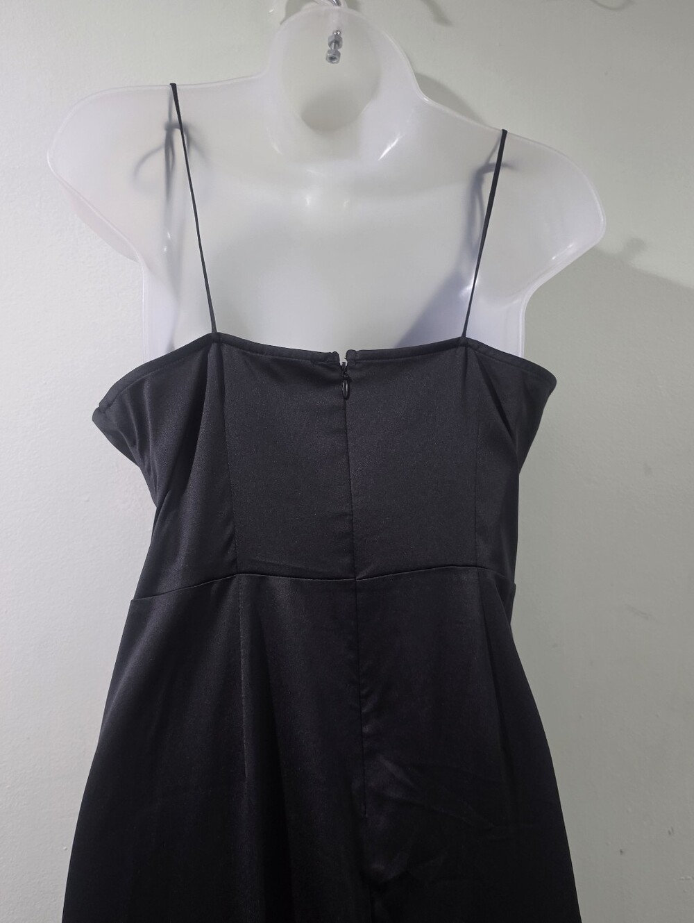 NWT Danielle Bernstein Slip Dress Black SATIN Button-Front $99 ♥️ - Picture 7 of 12
